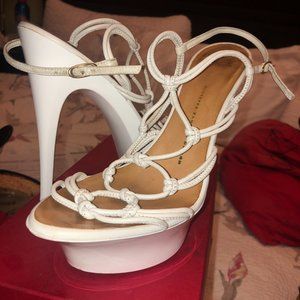 GIUSEPPE ZANOTTI - WHITE OPEN TO ANKLE STRAP HEELS
